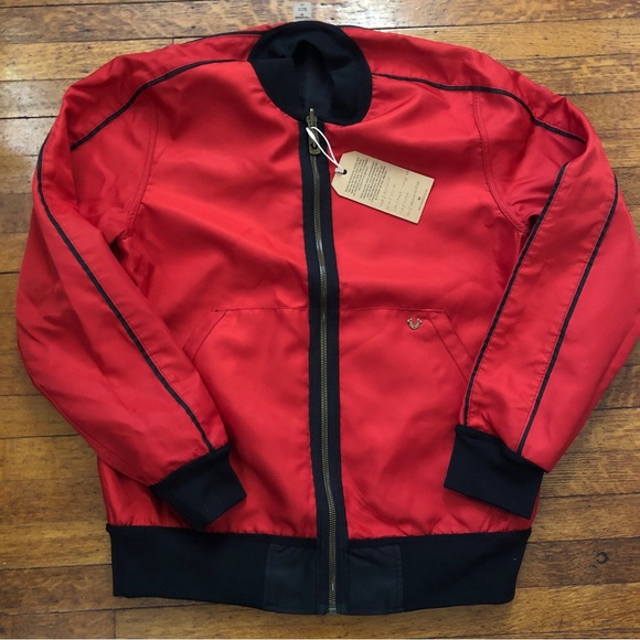 New TRUE RELIGION Two-Tone Vintage Reversible Double Snake Bomber Jacket (Large) - Picture 9 of 13